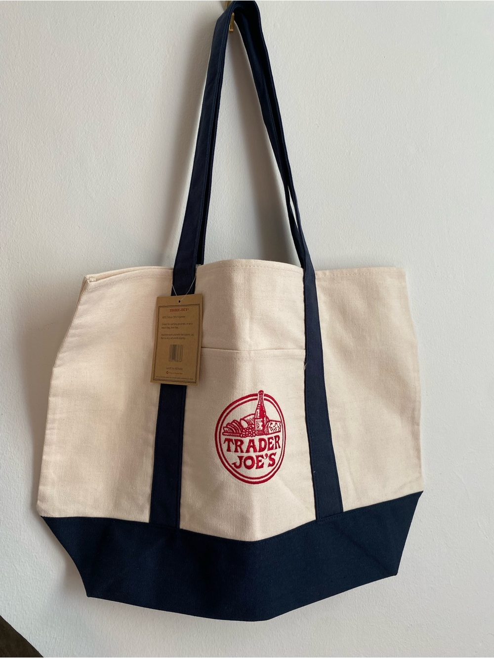 Trader Joe’s Cream and Navy Canvas Tote